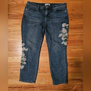J.Jill embroidered crop jeans size 10